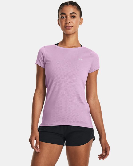 Women's HeatGear® Armour Short Sleeve in Purple image number 0